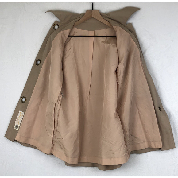 VTG All-Weather Coat Women's M Tan Grommet Clip Fasteners Pockets Puget Sounder - Picture 4 of 13